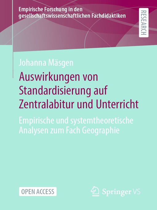 Title details for Auswirkungen von Standardisierung auf Zentralabitur und Unterricht by Johanna Mäsgen - Available